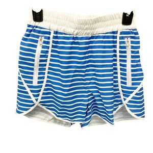 Berry Jane Women's Blue Striped Zipper Pocket Board Swim Shorts Size Small